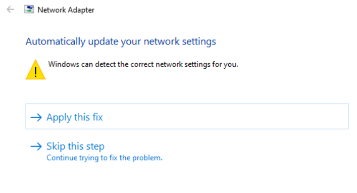 network adapter apply fix