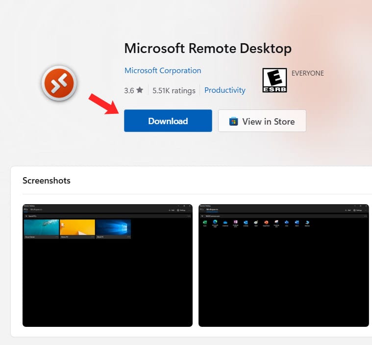 Microsoft Remote Desktop App