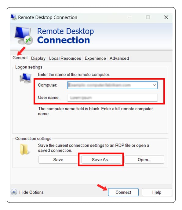 remote computer’s name or IP address